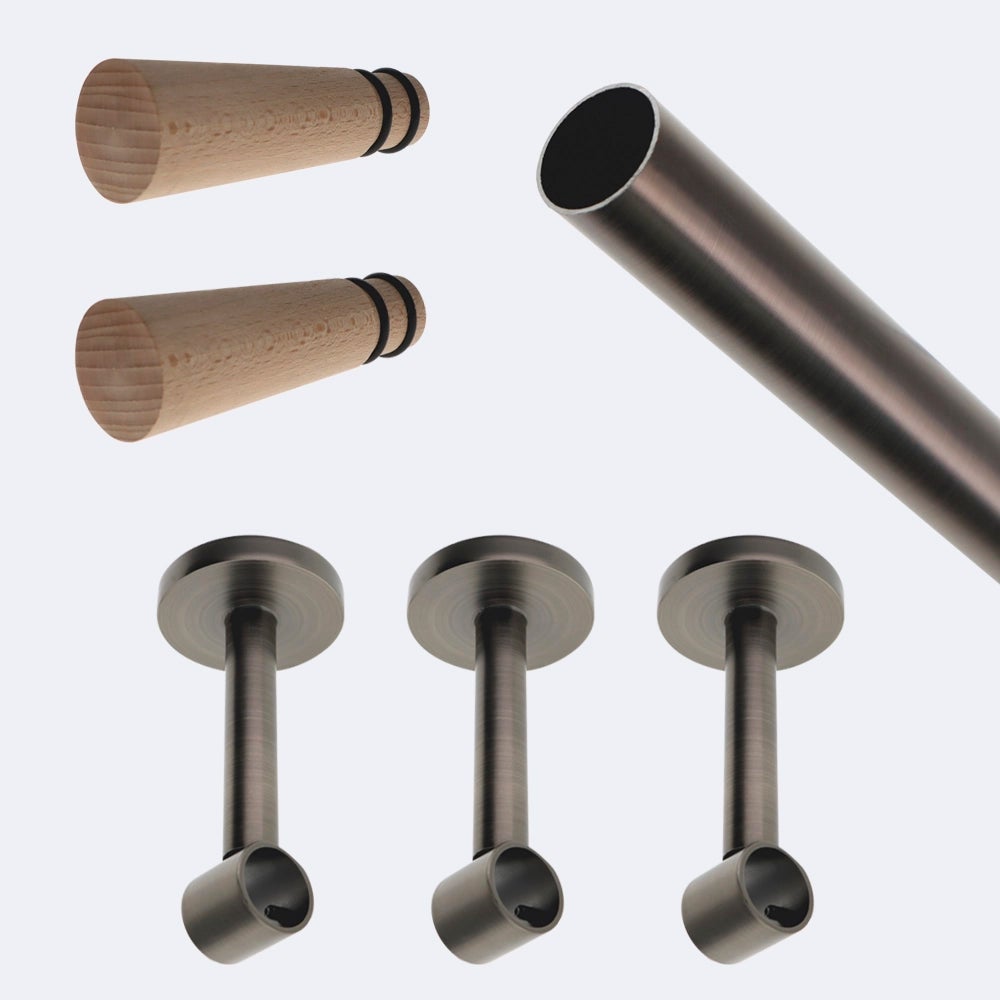 SKYPLUS LIVING Tringle à Rideaux En Imitation Bois Avec Embout Rond En Grain De Bois, 182,9 à 365,8 Cm, Double Tringle à Rideaux Standard Pour 1 Pièce, 2 ,5 Cm De Diamètre, Longueur