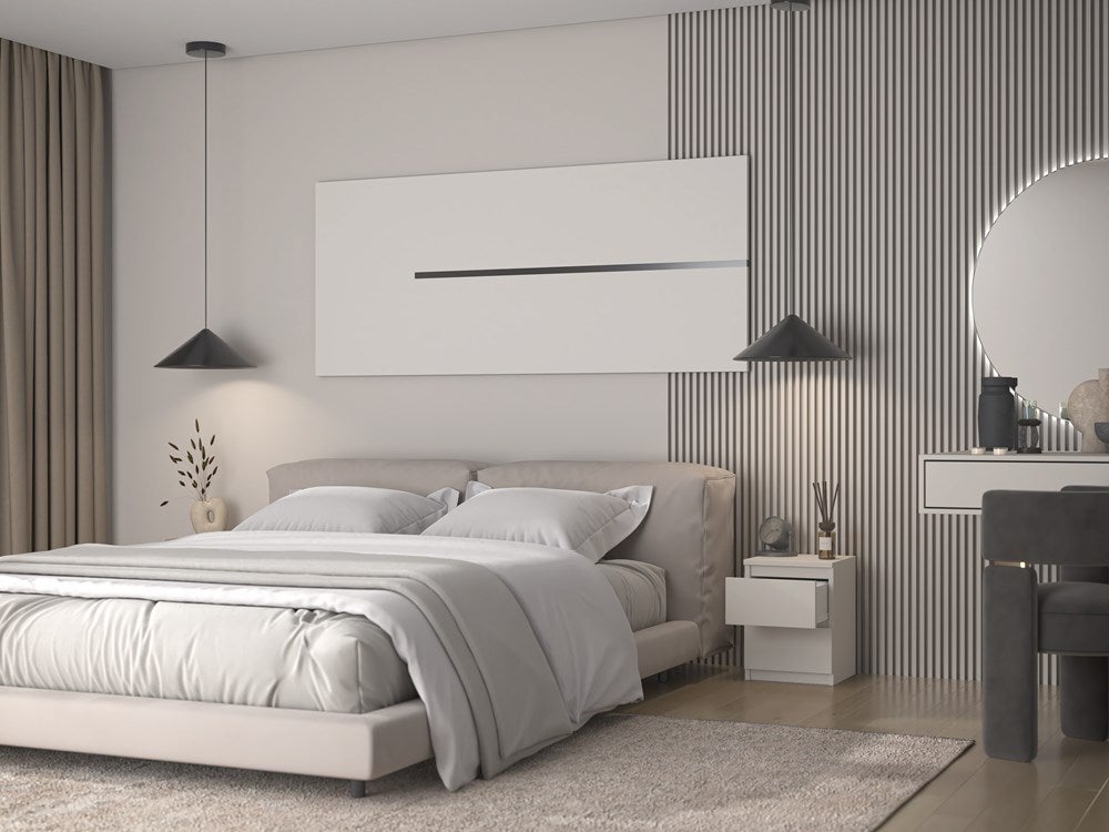 ASTER - Comodino in stile scandinavo - 30x30x40 cm - Comodino con 2 cassetti - Arredo camera da letto - 4