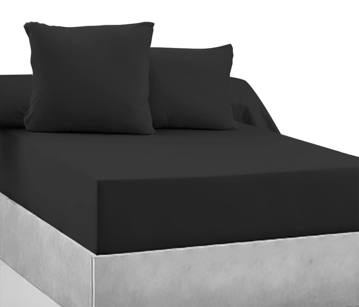 2 Taies d'oreiller 50 x 70 cm - Noir - 100% coton 57 Fils - 2