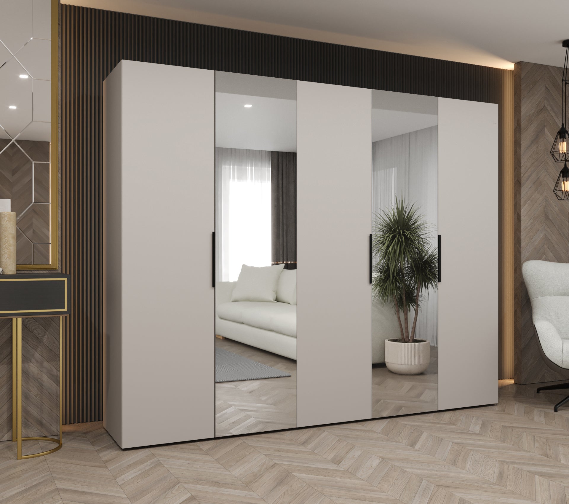 Szafa uchylna otwierana Marbella 2 250 x 52 x 202 cm kaszmir + u. czarny Abiks Meble - 2
