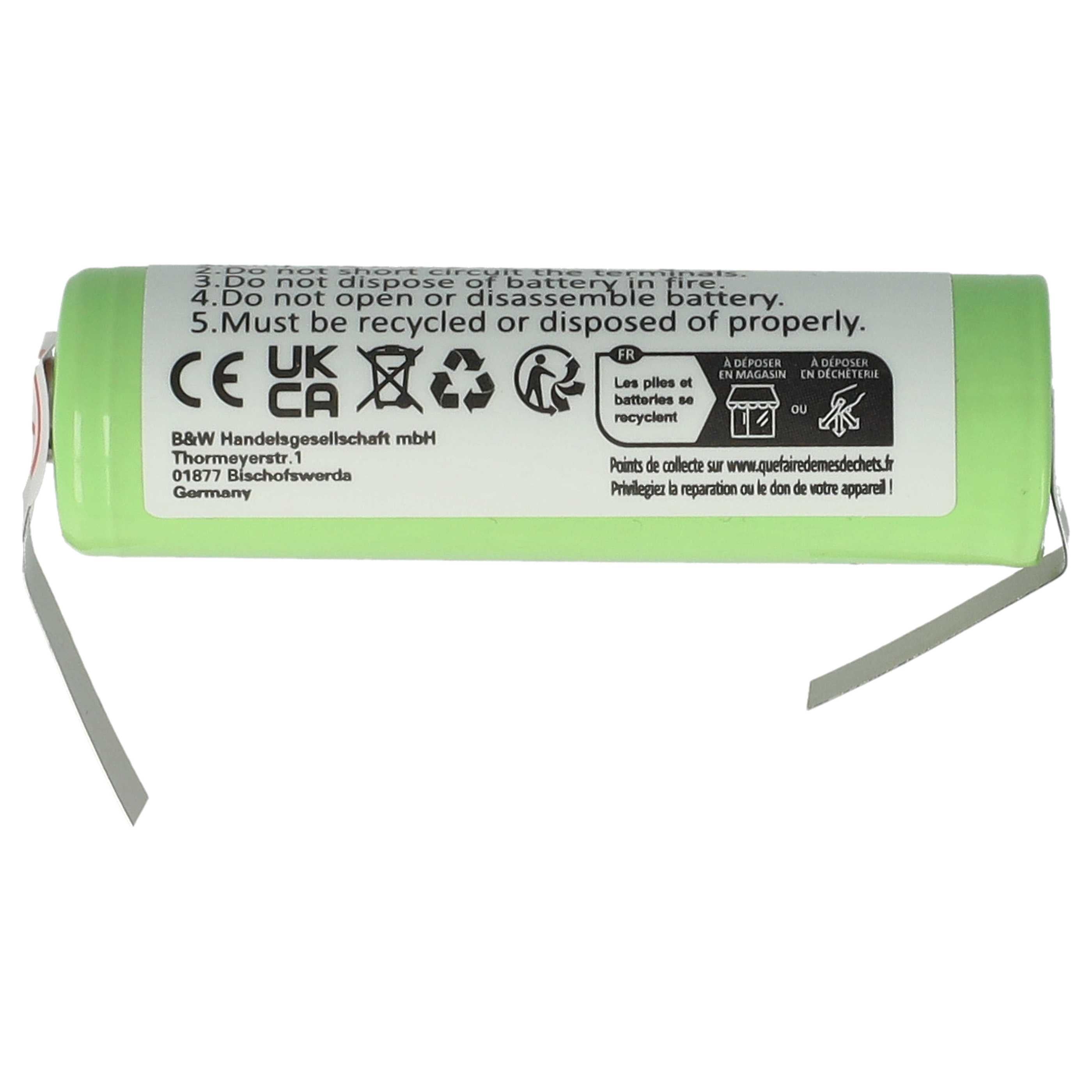 vhbw Batterie compatible avec Braun 3008, 3011, 3020, 3105, 3305, 3310, 3315, 3508, 3509 brosse à dents électrique (2500mAh, 1,2V, NiMH) - 3