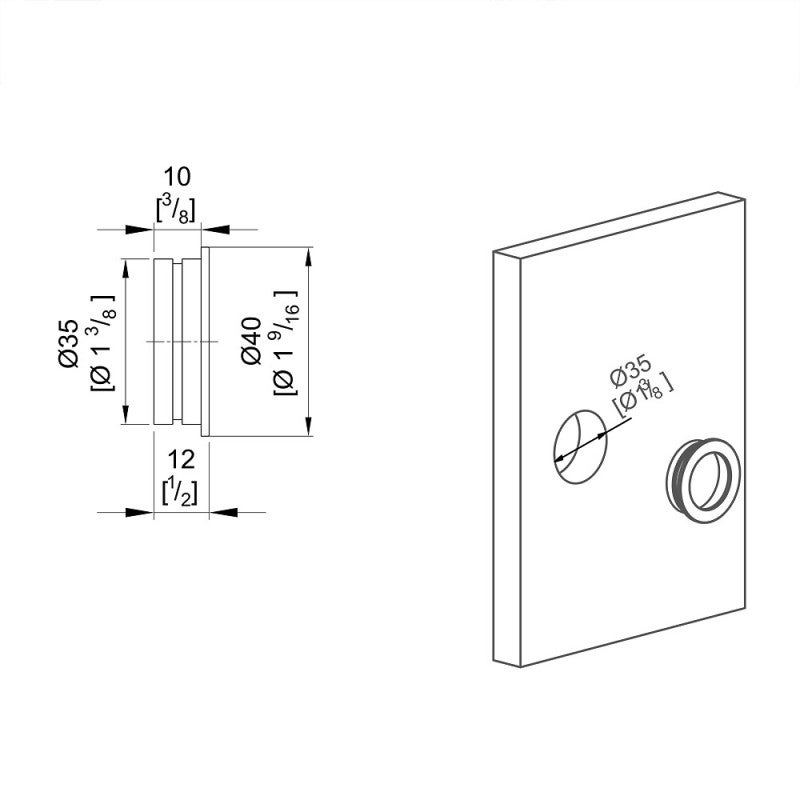 Poignée cuvette ronde diamètre 40 mm - métal chromé - 4