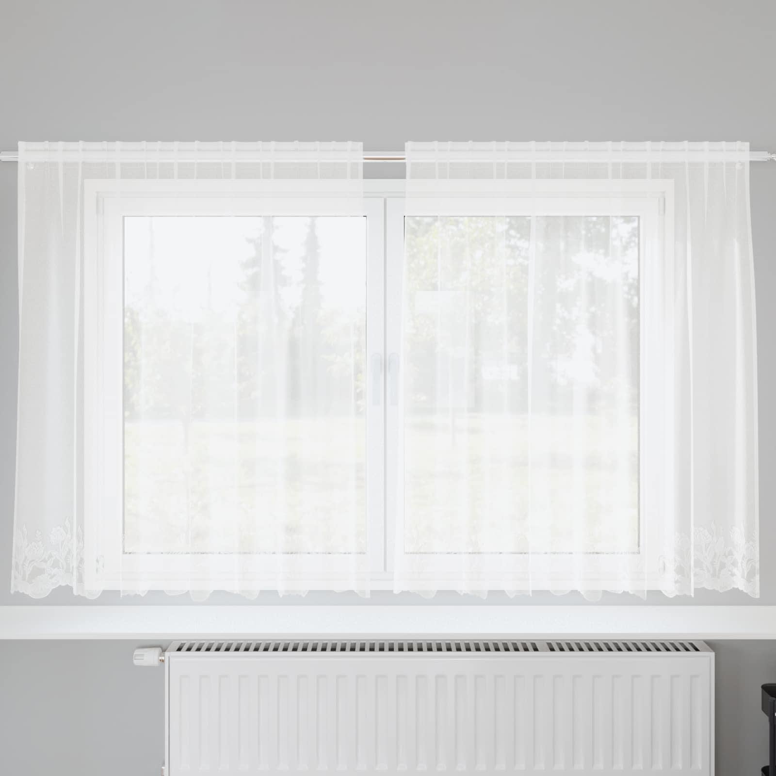 Firanka Koronkowa z zasłonami Biały 140 x 200 cm Poliester vidaXL