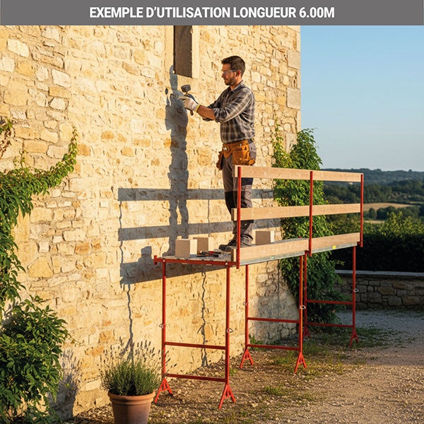 2 Tréteaux télescopiques Ø42mm avec potelet - Hauteur de 1.20 à 2.20m - 40342232/2 - 3
