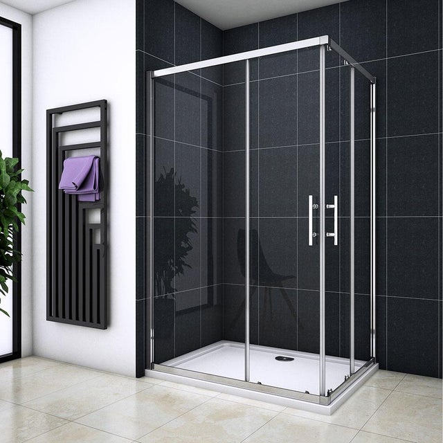 Océan Cabine De Douche 80x110x195cm En 6mm Verre Anticalcaire Porte De Douche Coulissante L'ccès D'angle
