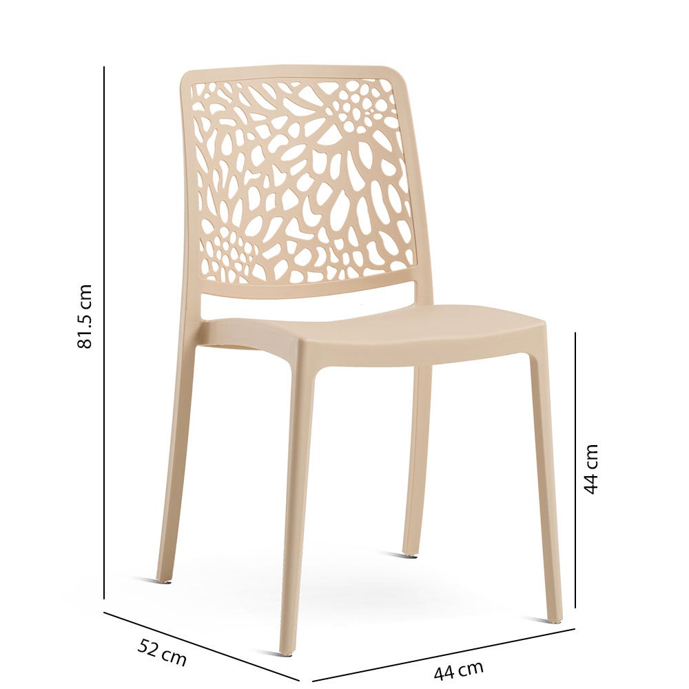 Lot de 4 Chaise de jardin sans coussin Sole en Polypropylène Beige - 5