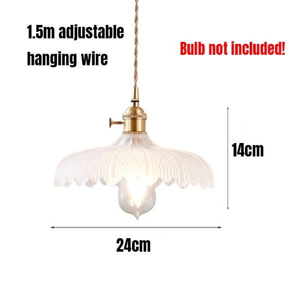 Industrialny, dekoracyjny żyrandol - szklany abażur w kształcie kwiatu w stylu , 24 x 14 cm - regulowana lampa wisząca 1,5 m (gwint E27, bez żarówki) - 2