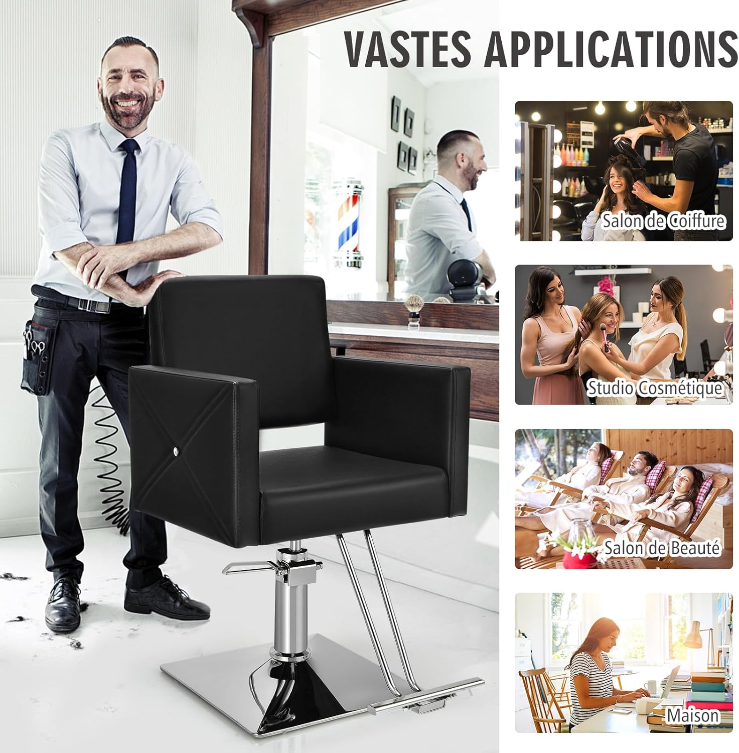 Poltrona da Barbiere con Altezza Regolabile, Sedia da Barbiere Girevole a 360°, con Pompa Idraulica Pesante, Capacità di Carico 150 kg - 9