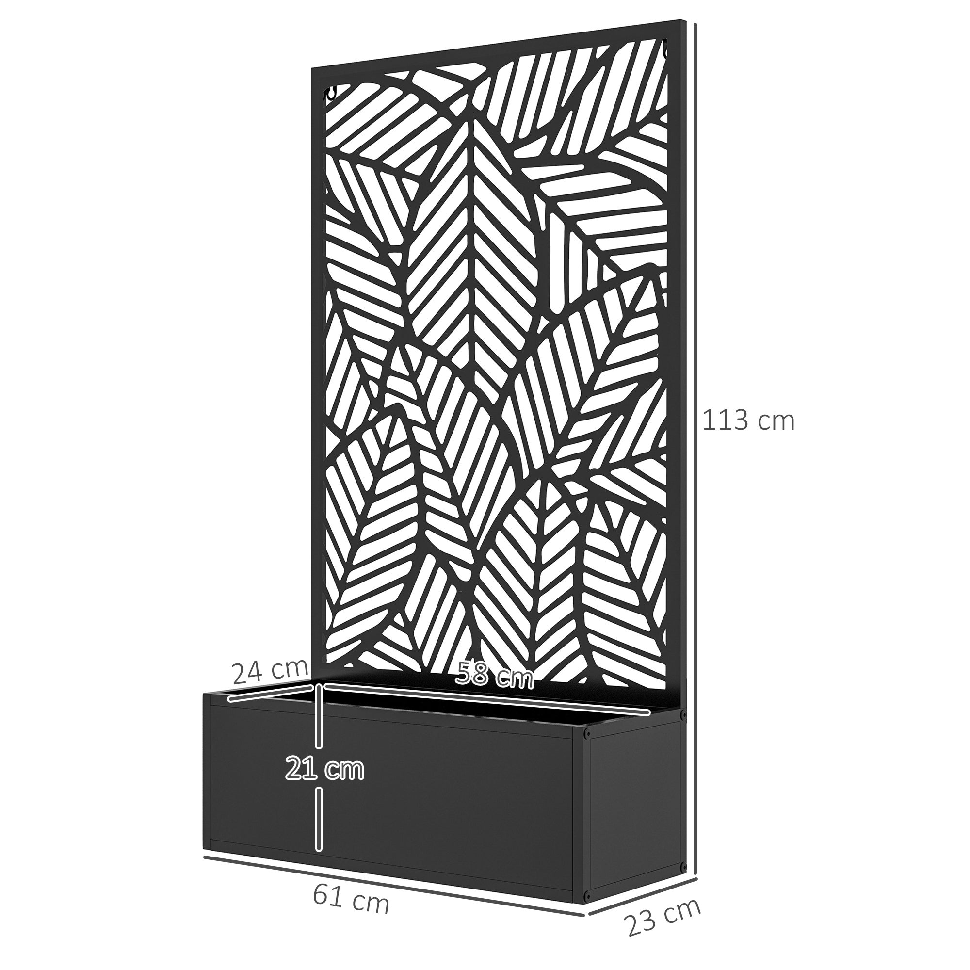 Jardinière avec brise-vue paravent treillis pour Plante Grimpante, bac à Fleurs - dim. 61L x 23l x 113H cm - 5
