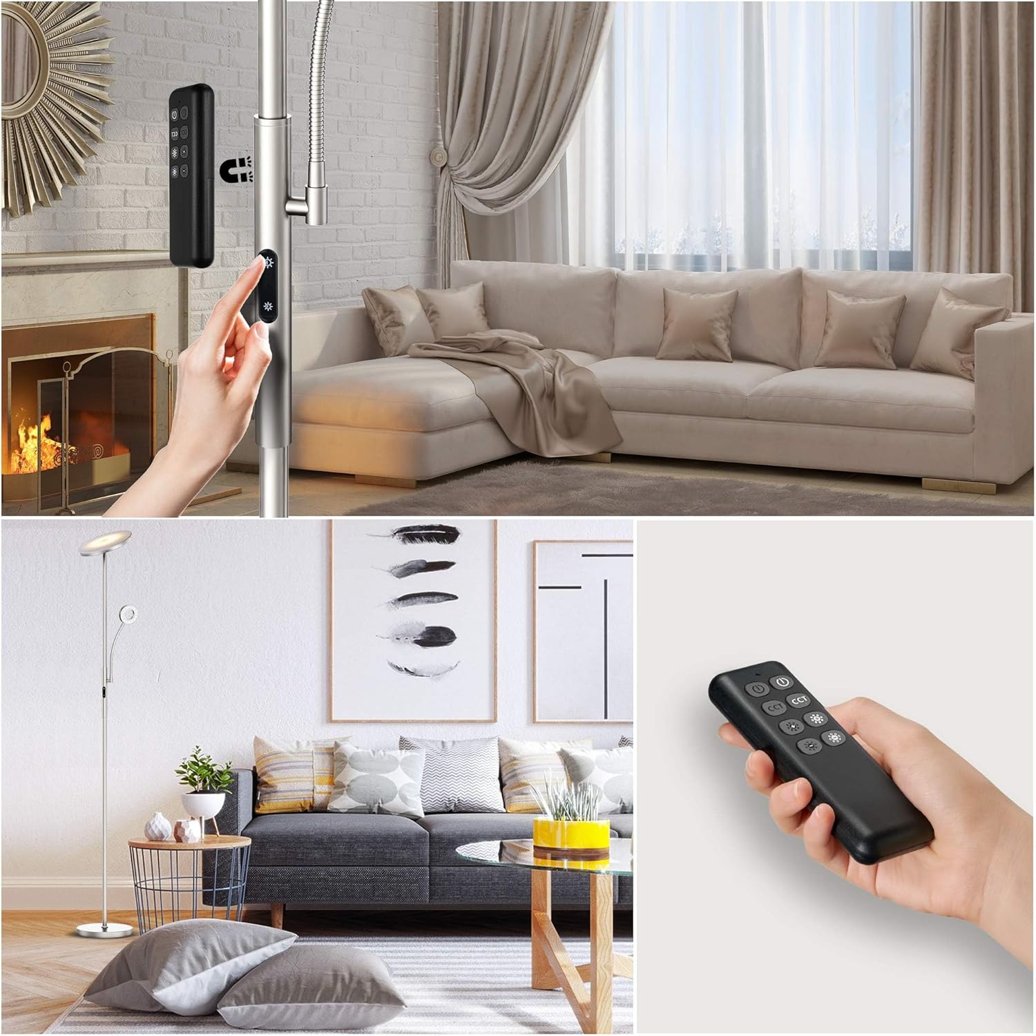 35W Lampadaire LED Dimmable Nickel,4120LM Lampadaires sur pied Salon avec Télécommande & Contrôle tactile,3000-6000K,1H Timer,pour Chambre Bureau - 2