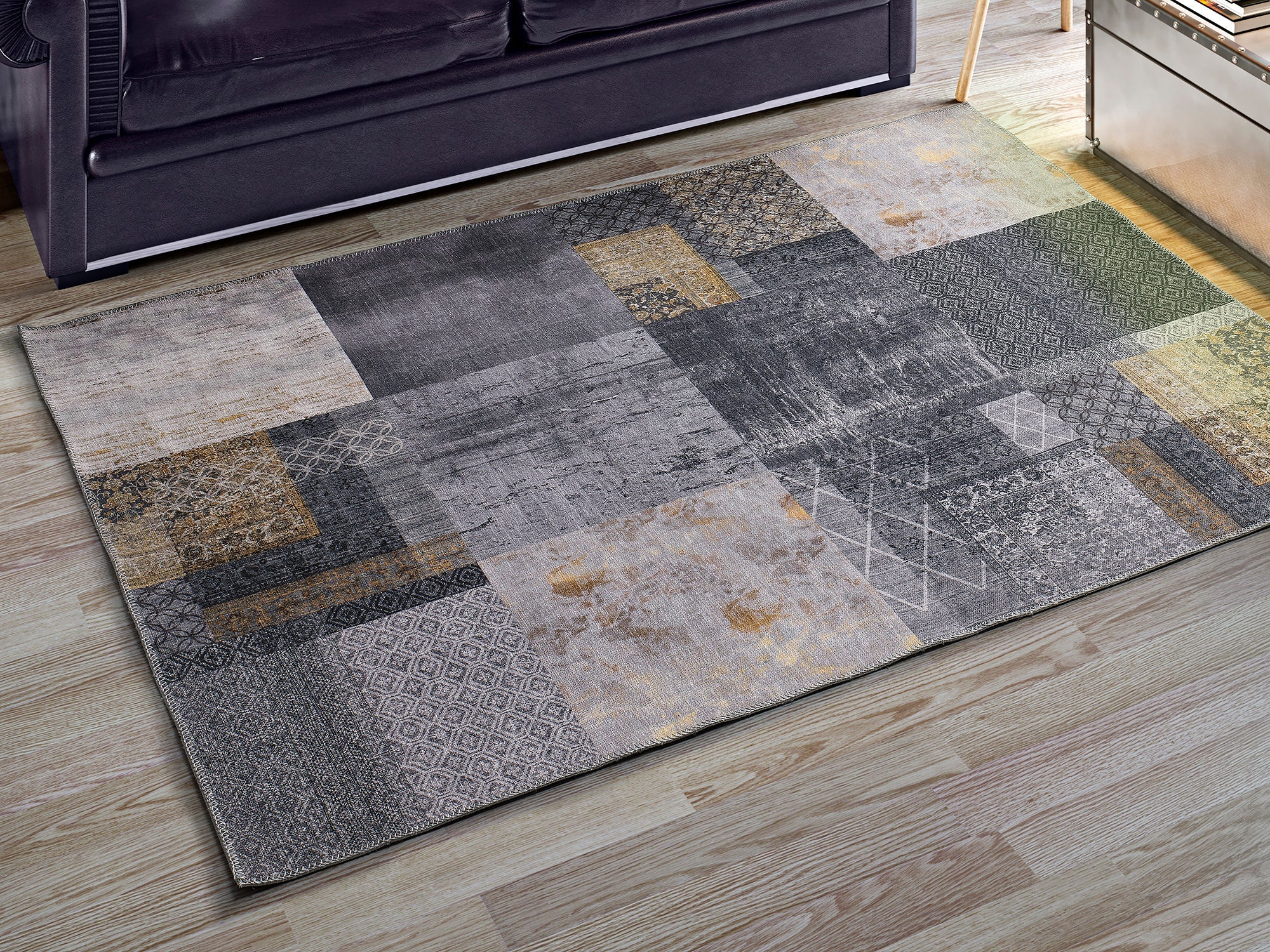 Tapis intérieur gris rectangulaire l.140 x L.200 cm NEILA abstrait - ATTICGO - 6