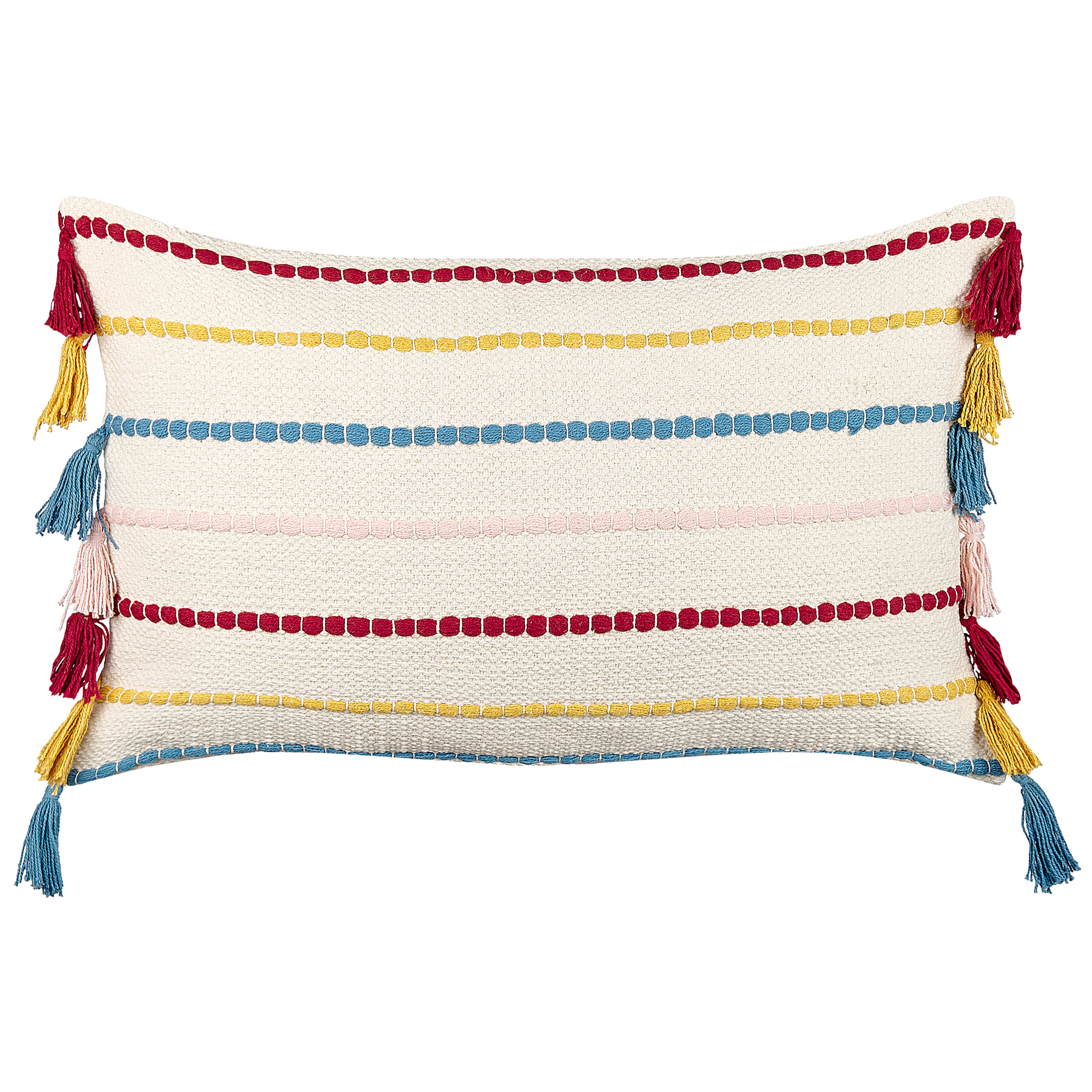 Beliani cojín decorativo agave algodón 40 x 60 cm beige claro a rayas
