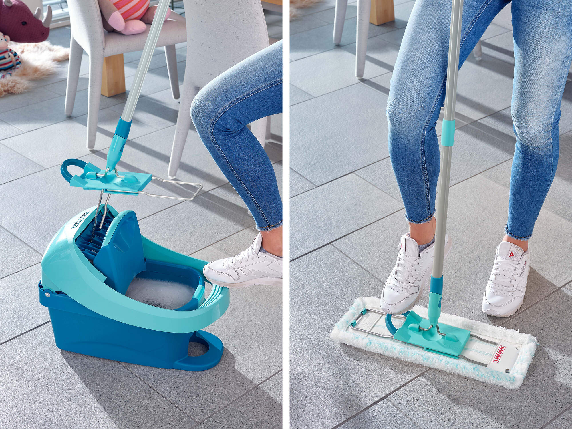 Leifheit balai serpillère Profi XL 55397, balai à plat 42cm avec housse micro duo et supderduster, tête pivotante à 360° - 4