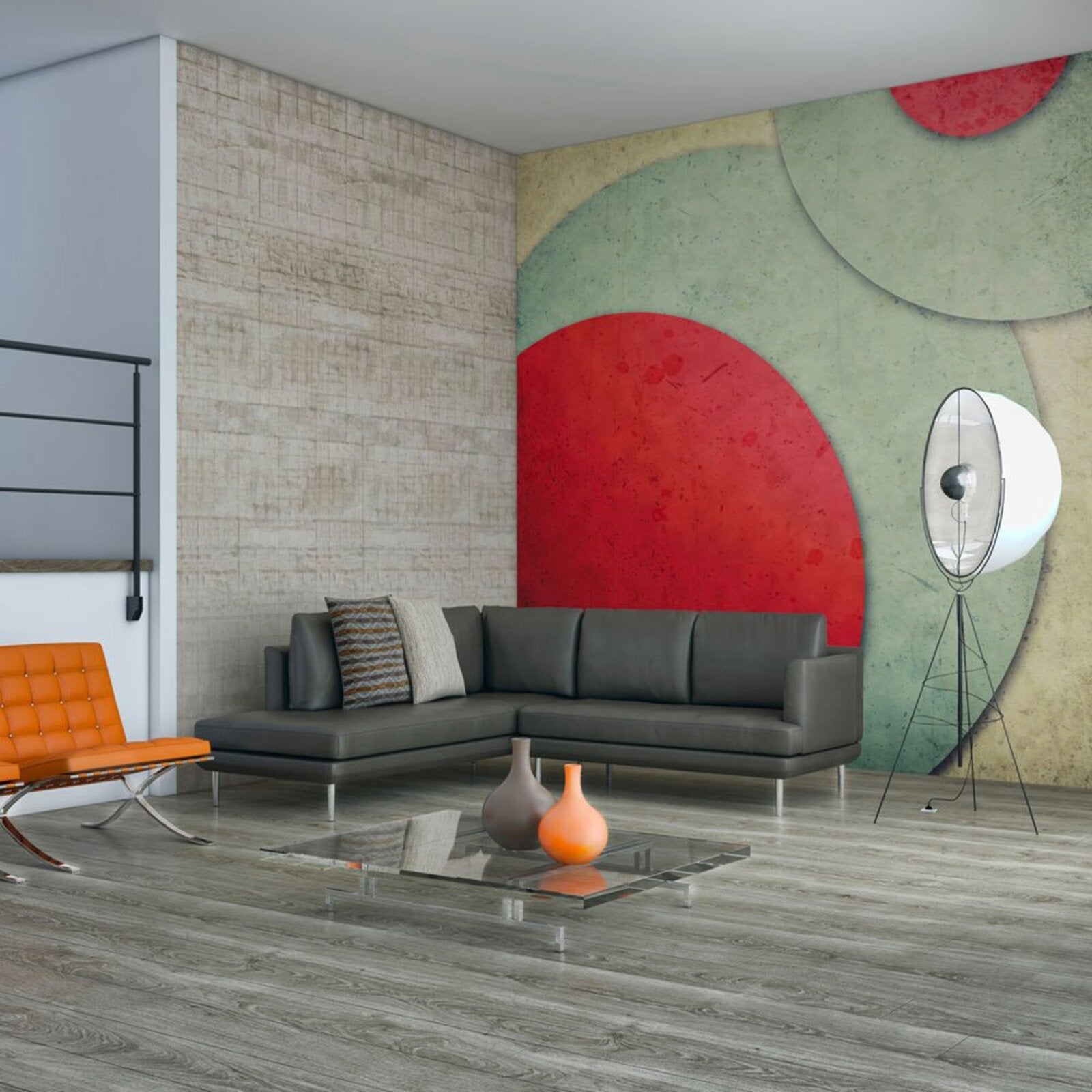 Papier peint cercles rétro - 250 x 193 cm | Leroy Merlin