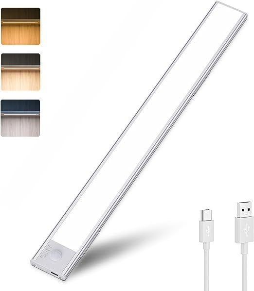 Réglette LED effet néon avec détecteur de mouvement et batterie rechargeable USB en CCT pose facile. - 30cm - 7