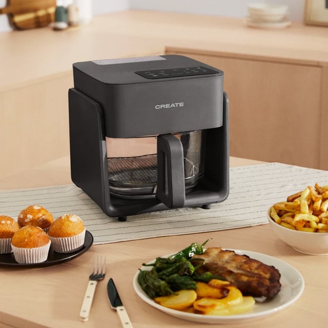 AIR FRYER STUDIO CRYSTAL – Szklana frytkownica powietrzna 4,2 l z funkcją gotowania na parze, 1300 W
