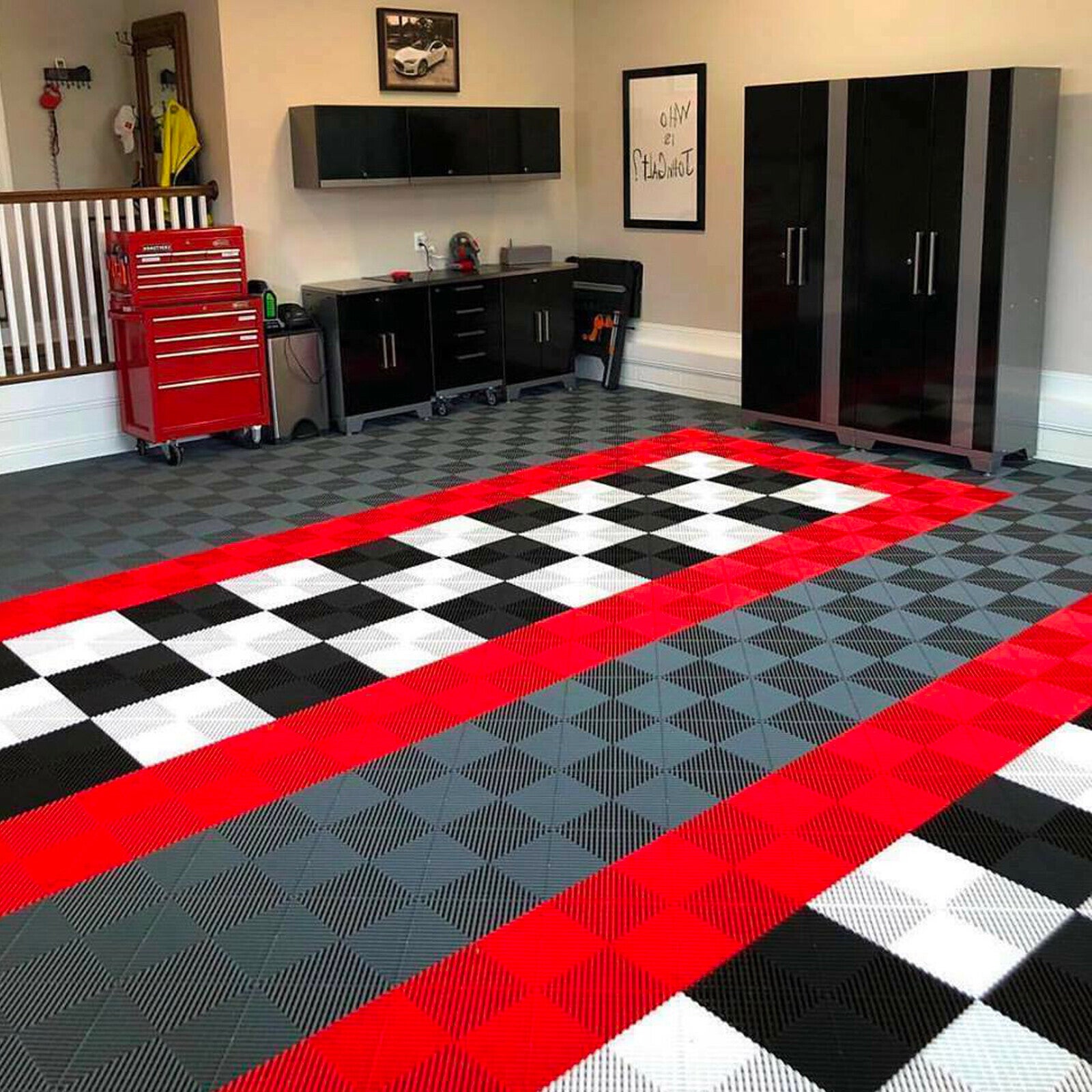 Lot de 1 m² - MOSAIK AERO Dalles clipsables ajourées pour Garage-Atelier-Showroom - Rouge - 4