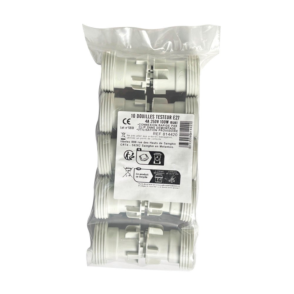 Lot de 10 douilles de chantier E27 à connexion rapide- Tibelec - 4
