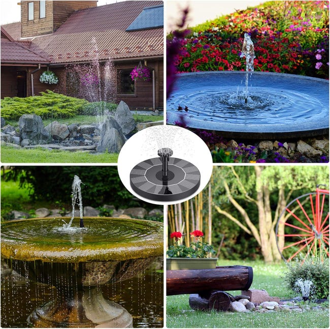 Fontaine solaire d'extérieur avec 6 buses, pompe solaire pour étang, piscine, patio, décoration, 16 cm - 9