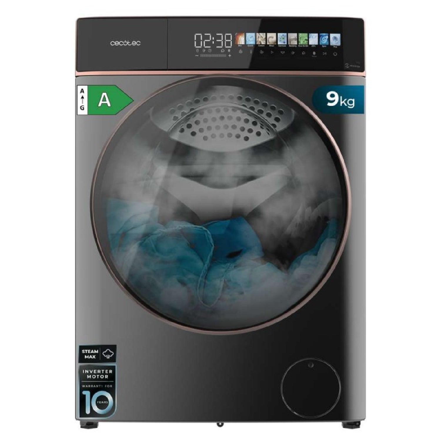 Cecotec Lavadora Carga Frontal Bolero Dresscode 9900 Inverter Fullcolor Steel A - Imagen 3