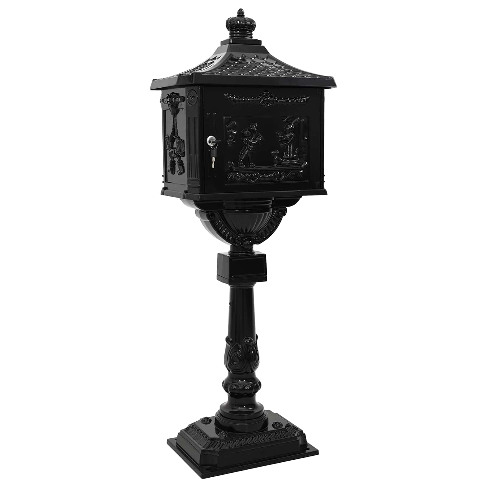 Boîte aux Lettres Debout avec porte Noir 42,5 x 29,5 x 117 cm vidaXL - 5