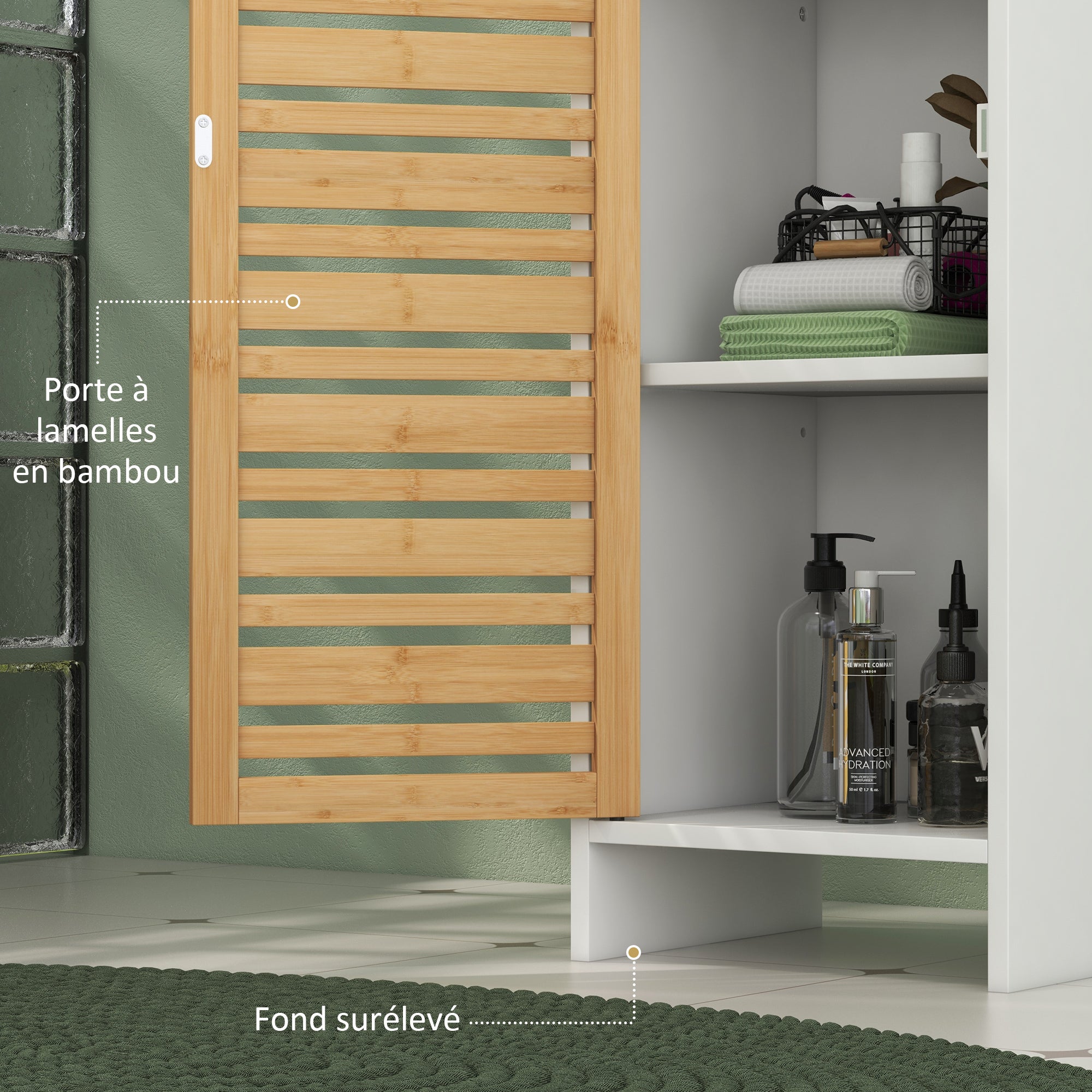 Meuble colonne salle de bain MDF blanc HOMCOM - 7