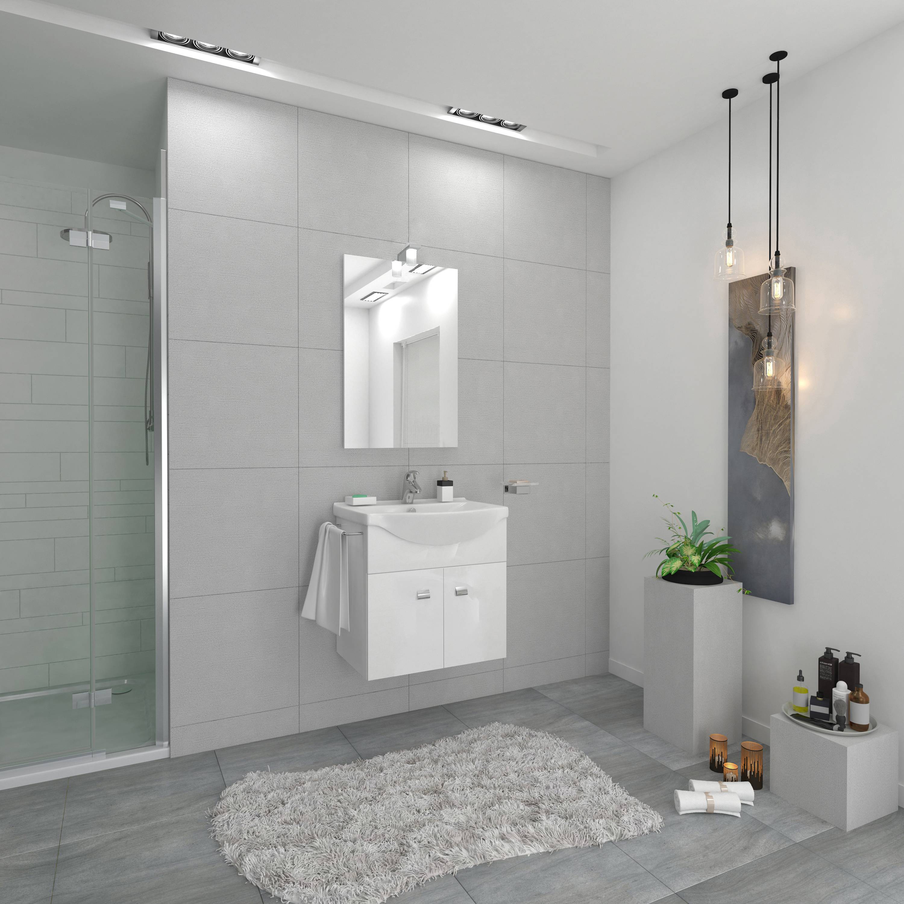 Muebles de baño emma 58 susp. con espejo blanco
