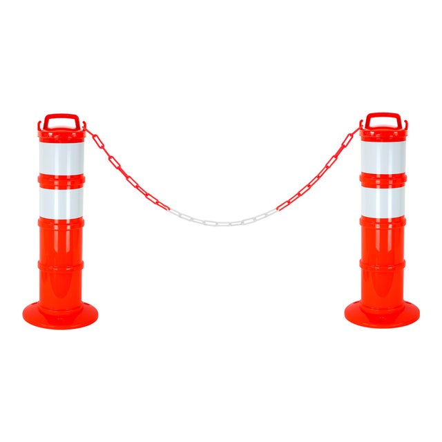 Kit de 2 balises modulables Orange fluo avec deux bandes rétroréfléchissantes - 1090200