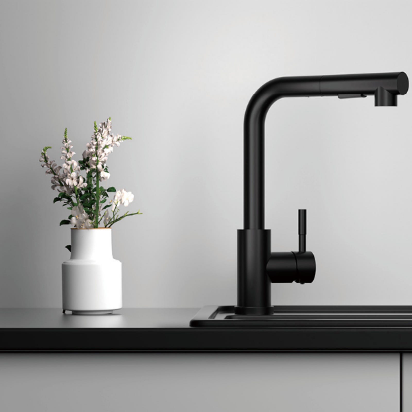 APPASO Robinets de cuisine noirs, haute pression pivotants à 360 ° avec pulvérisateur extractible 3 modes, robinet d'évier de cuisine rétractable pour cuisine, noir mat APPASO Robinets de cuisine noirs, haute pression pivotants à 360 ° avec pulvérisateur extractible 3 modes, robinet d'évier de cuisine rétractable pour cuisine, noir mat