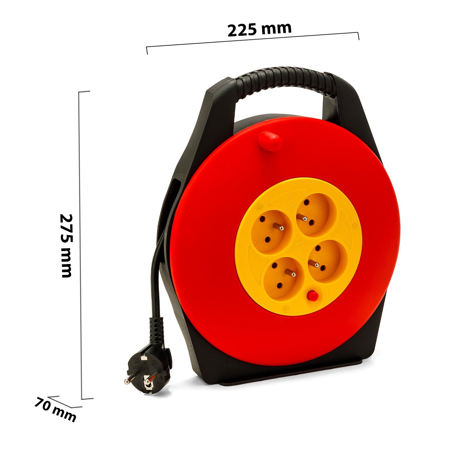 Enrouleur électrique domestique 10m, H05VV-F3G1.0MM2, 4 prises françaises 2P+T 16A, NF, CE - 2