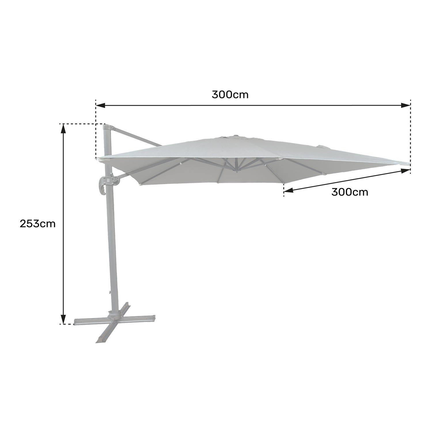 Parasol déporté MOLOKAI carré 3x3m bleu + housse - 7