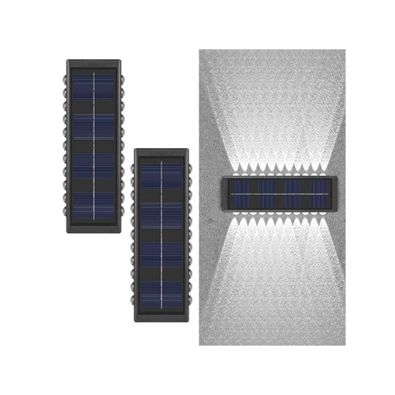 2x Spot LED Solaire - Kinkiet, 22 LED, Oświetlenie Wash, Up/Down Light, Wodoodporny, Dekoracja Pergoli/Nowoczesnego Ogrodu