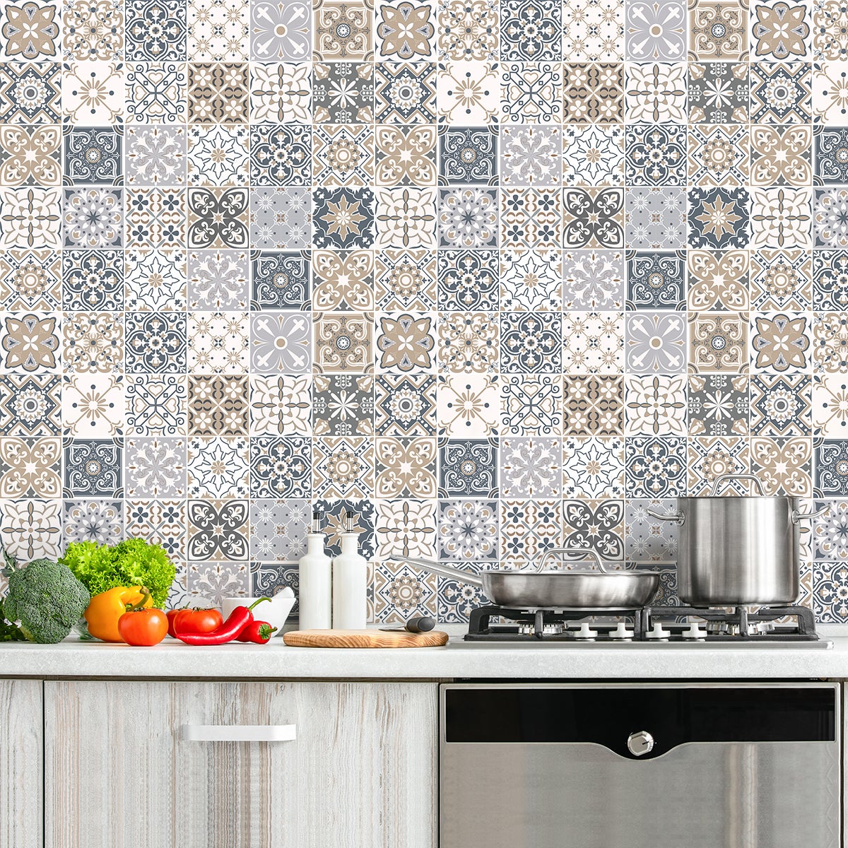 30 vinilo baldosas azulejos paviecia - adhesivo de pared - revestimiento sticker mural decorativo - 30stickers10x10cm - 5