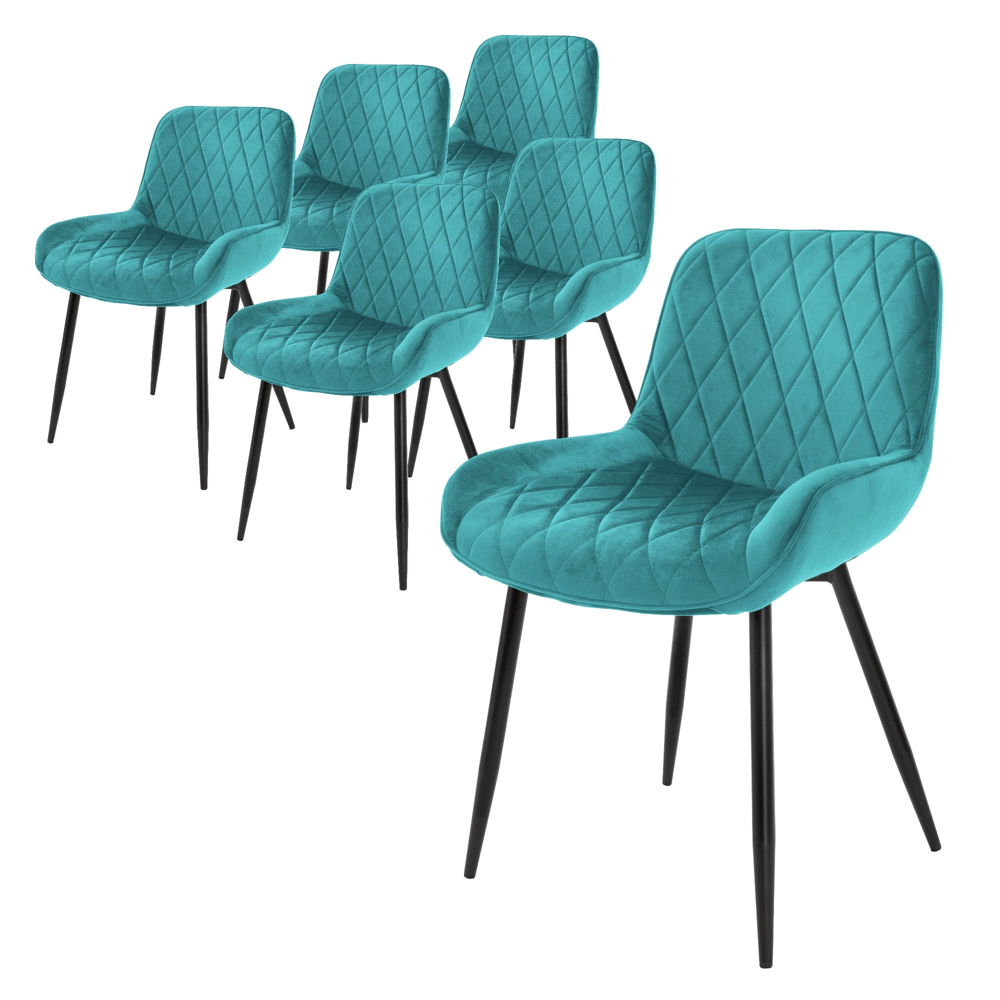 Lot De 2, 4, 6 Ou 8 Chaises De Salle à Manger Rembourrées - Polyester éponge, Pieds Noirs - Moderne