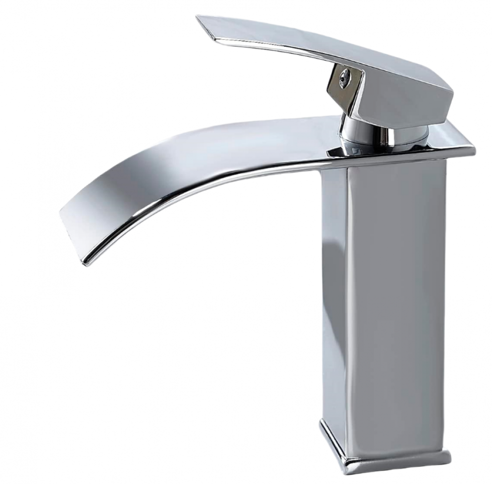 Nowoczesna bateria łazienkowa typu wodospad, elegancka bateria mieszaczowa, wykończenie chromowane, z ciepłą i zimną wodą, G 3/8