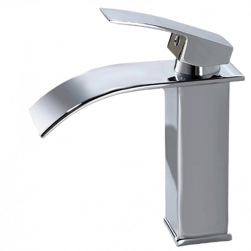 Nowoczesna bateria łazienkowa typu wodospad, elegancka bateria mieszaczowa, wykończenie chromowane, z ciepłą i zimną wodą, G 3/8