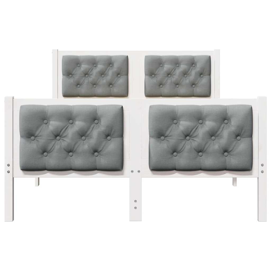 Cadre de lit gris clair, pin massif, pour la chambre, 135 × 190 cm - 5