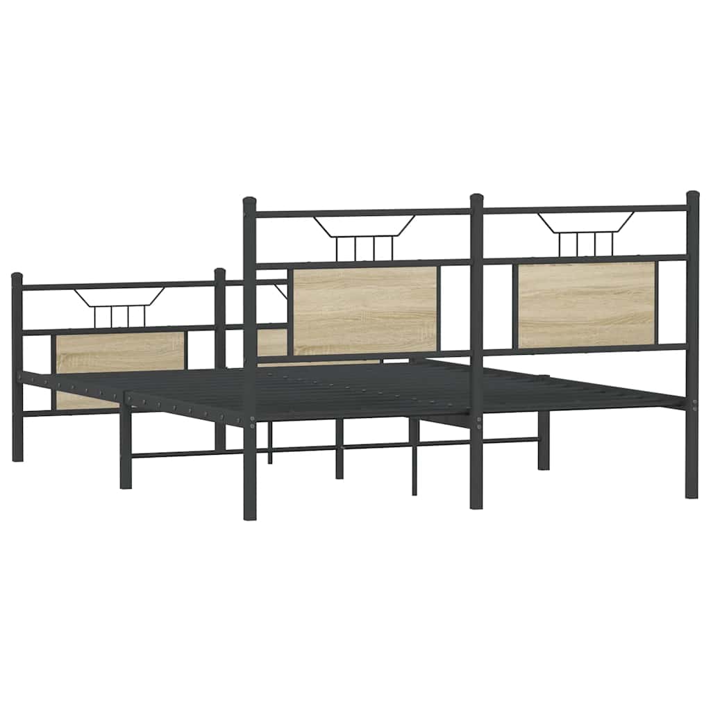 Cama de casal | Cama de adulto | Estrutura cama s/ colchão derivados de madeira carvalho sonoma CFW845088 - 8