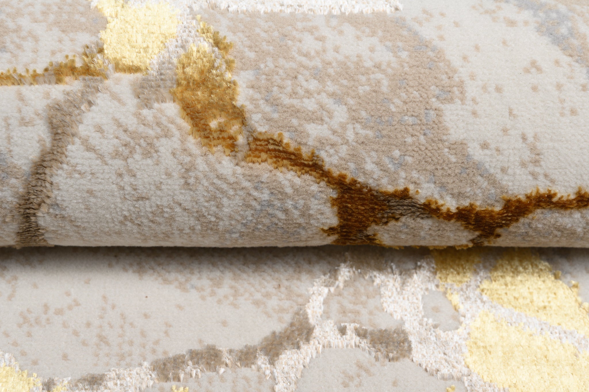TAPISO Golden Tapis de Salon Moderne Or Beige Crème Gris Moucheté Motif Abstrait Doux Poil Court 80 x 150 cm - 4