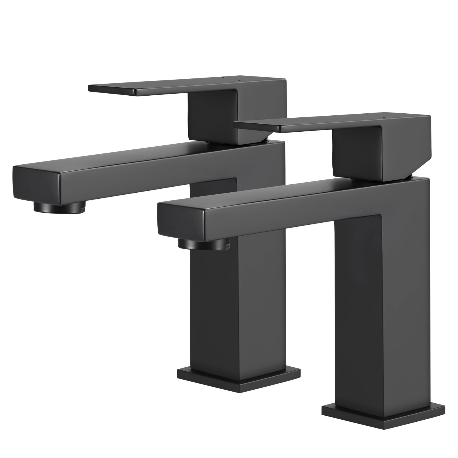 LOVHAUS Zestaw 2 Kranów do Umywalki Czarny, Kran do Umywalki Czarny Mat, Jednouchwytowy Kran Łazienkowy, Czarny Kran Łazienkowy