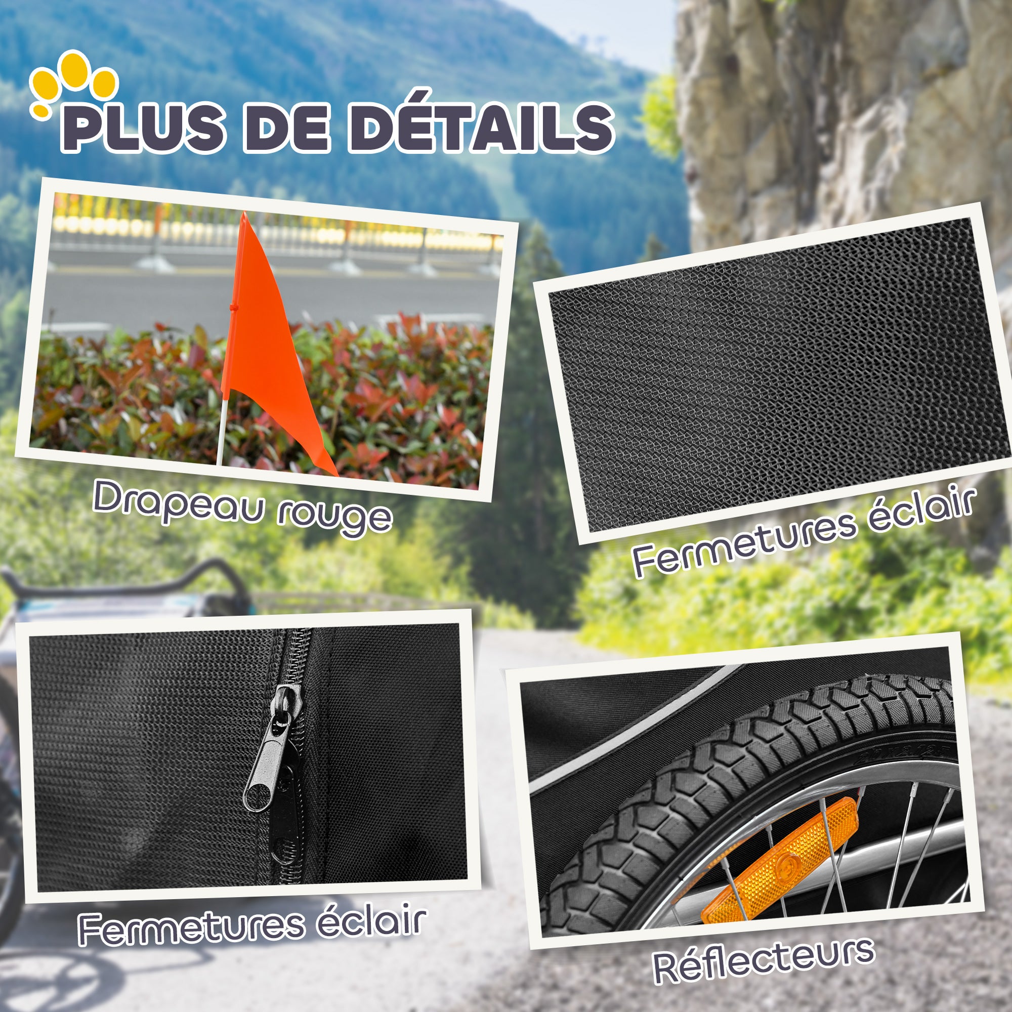 Remorque vélo pour chien animaux Acier PawHut - 8