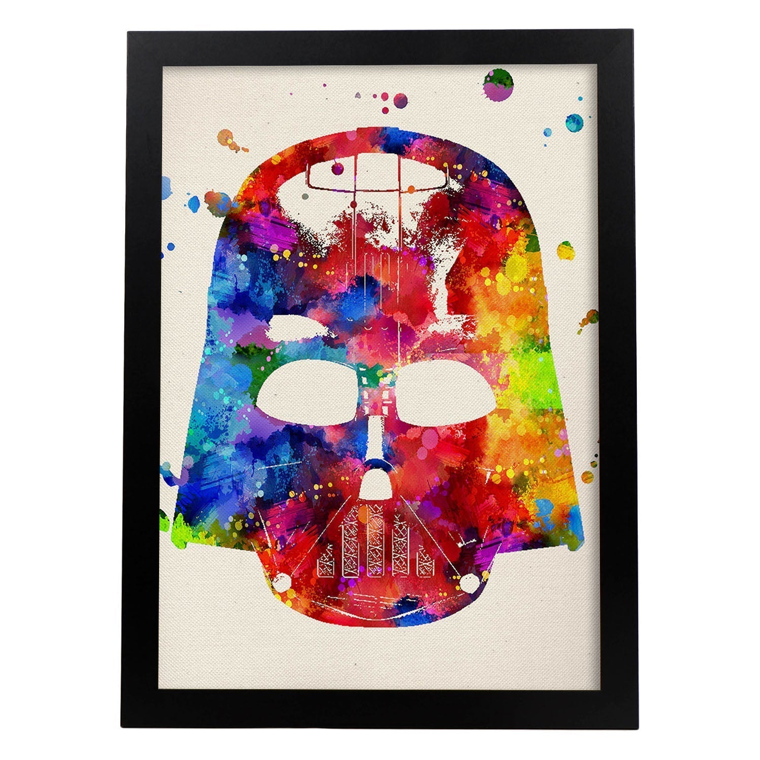 Poster de darth vader estilo acuarela. láminas de cine, peliculas, y actores. posters de peliculas antiguas con estilo acuarela. marco negro - a3