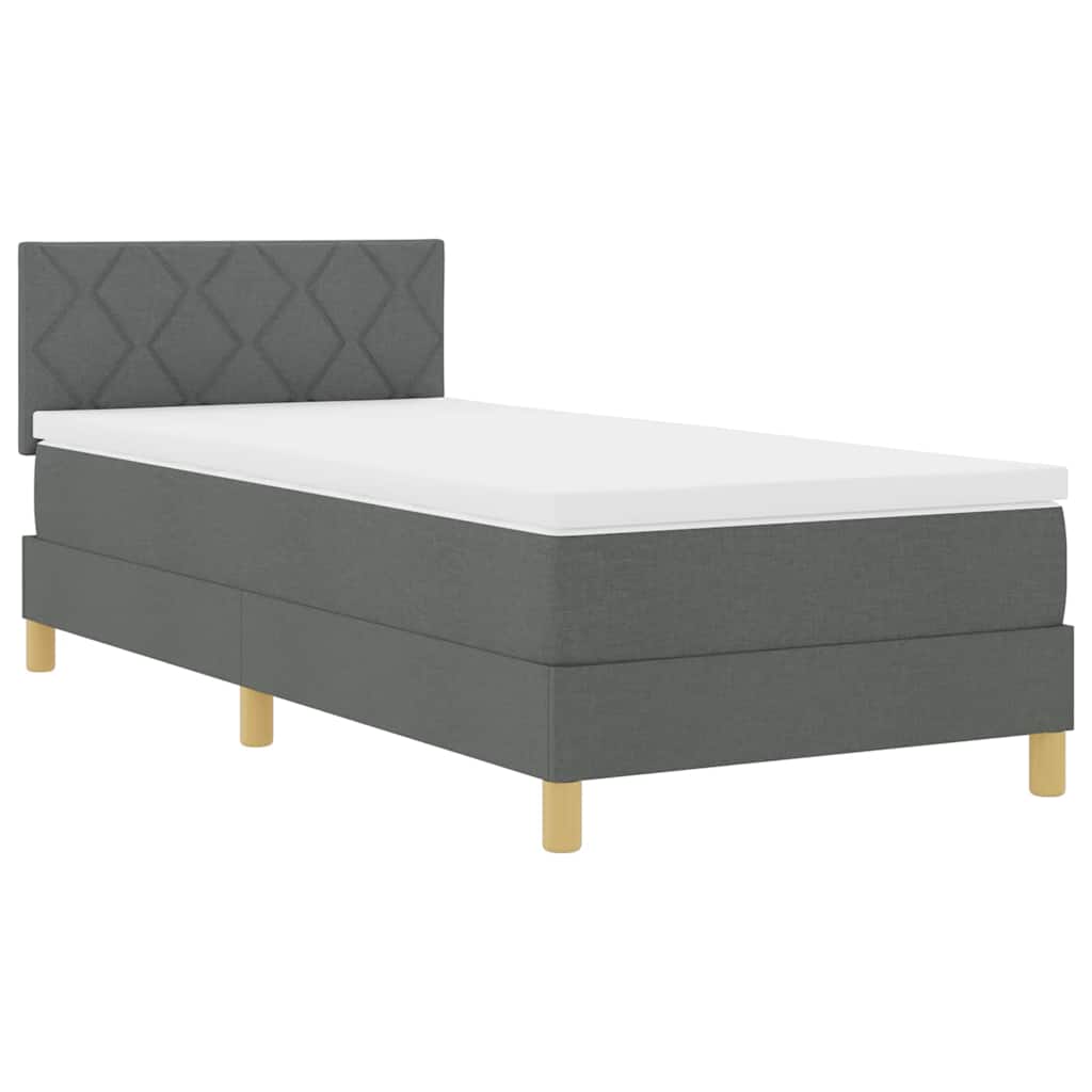 Cadre de lit avec matelas Gris foncé 90 x 200 cm tissu - 2