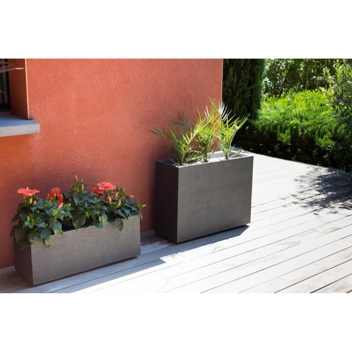 Jardinière rectangulaire Graphit - 78,5 x 29,5 x 60 cm - 46 L - Gris anthracite - Eda - 5