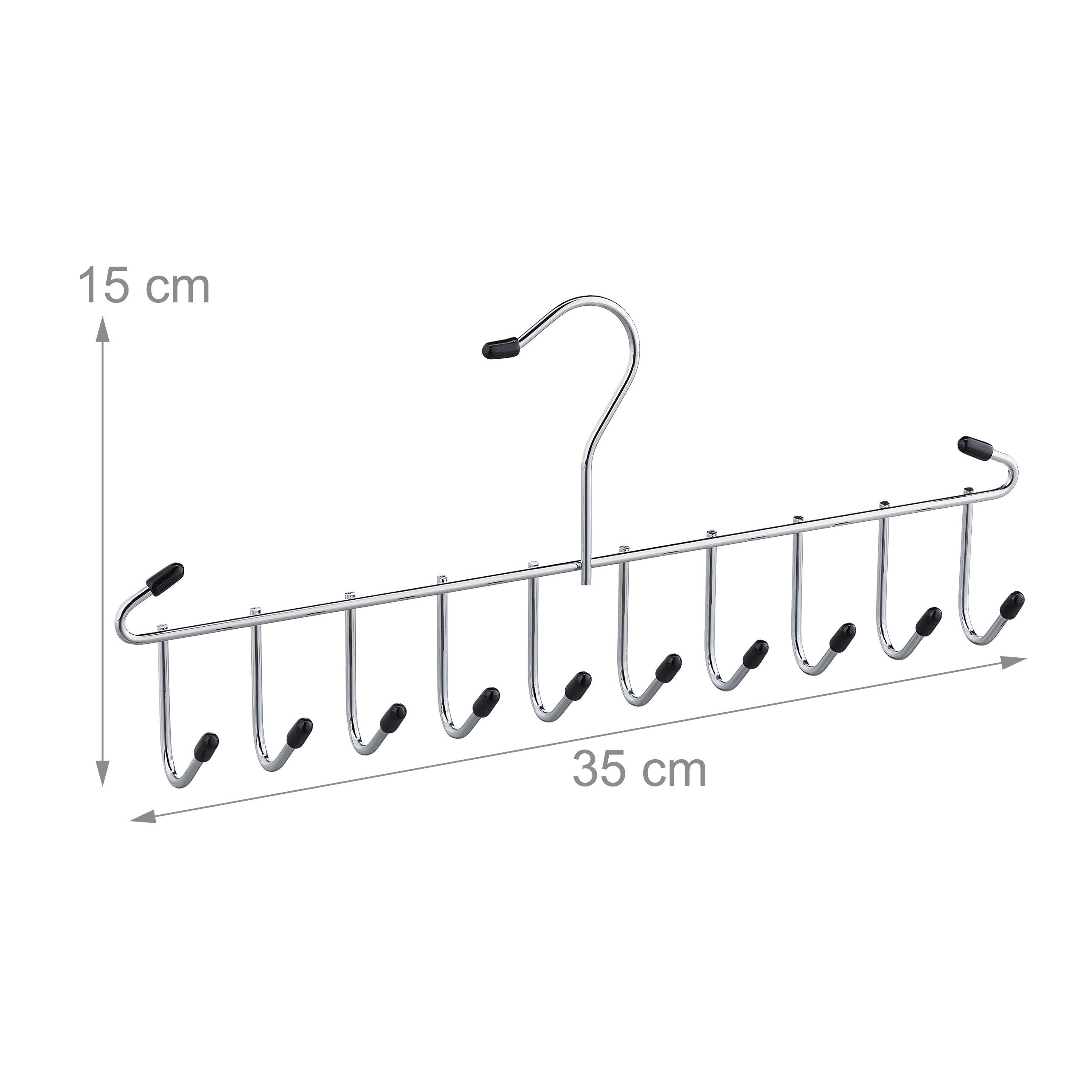 Porte-ceintures lot de 10 cintre cravates,ceintures, foulard, métal, peu encombrant, pour armoire ,12 crochets, argenté - 4