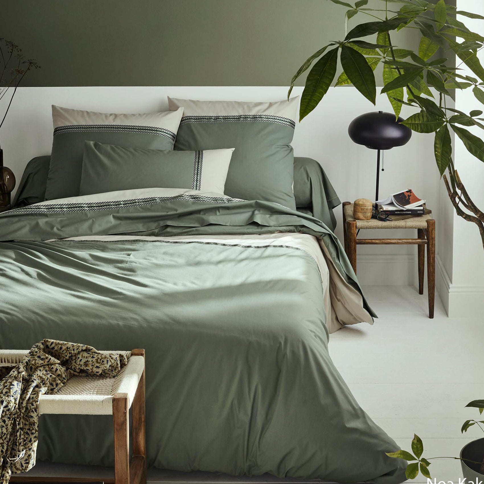 Kit Couette Echo Easy - Motifs Géométriques Bleu/vert/jaune - 76x94 - Neuf