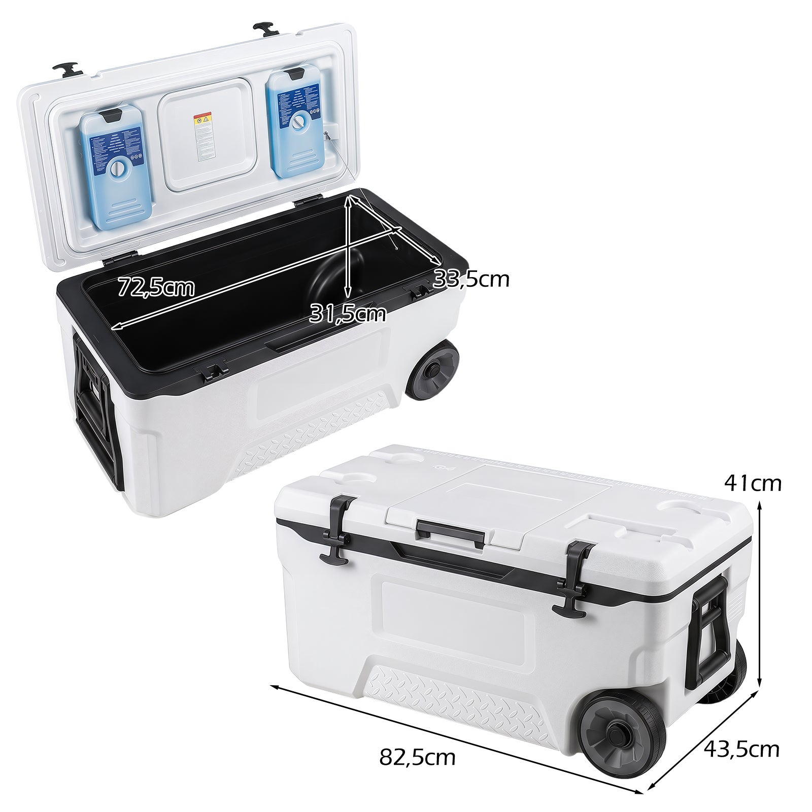 Glacière Isotherme Portable 70L, Réfrigérateur Portable à roulettes avec Orifice de Sortie Emplacement du Gobelet, Rétention de Glace de 6 Jours - 3