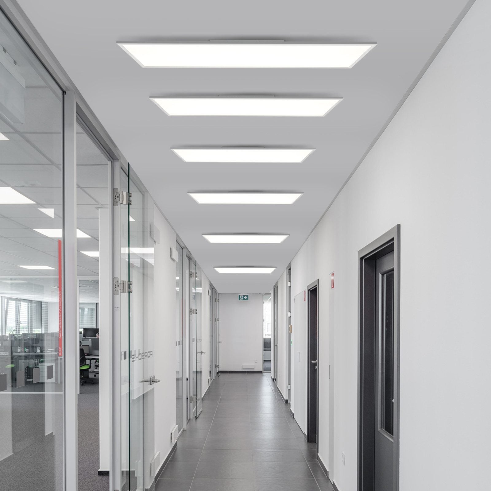 NETTLIFE Plafonnier LED dimmable 100x25 cm panneau de plafond plat long avec télécommande grand blanc 24W - 8