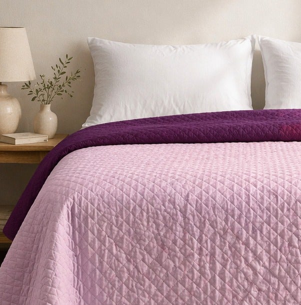 Colcha Bicolor Reversible Salmón/Berenjena Cama 180cm Donegal Collections - 7