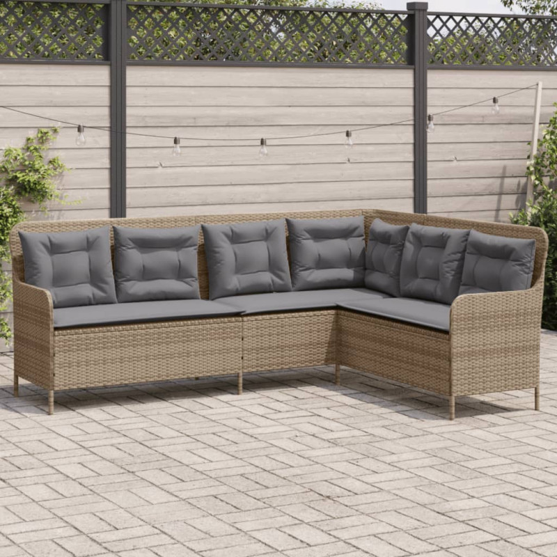 Narożna sofa ogrodowa z poduszkami, beżowa, polirattan vidaXL